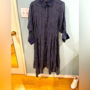 BCBG asymmetrical navy dress